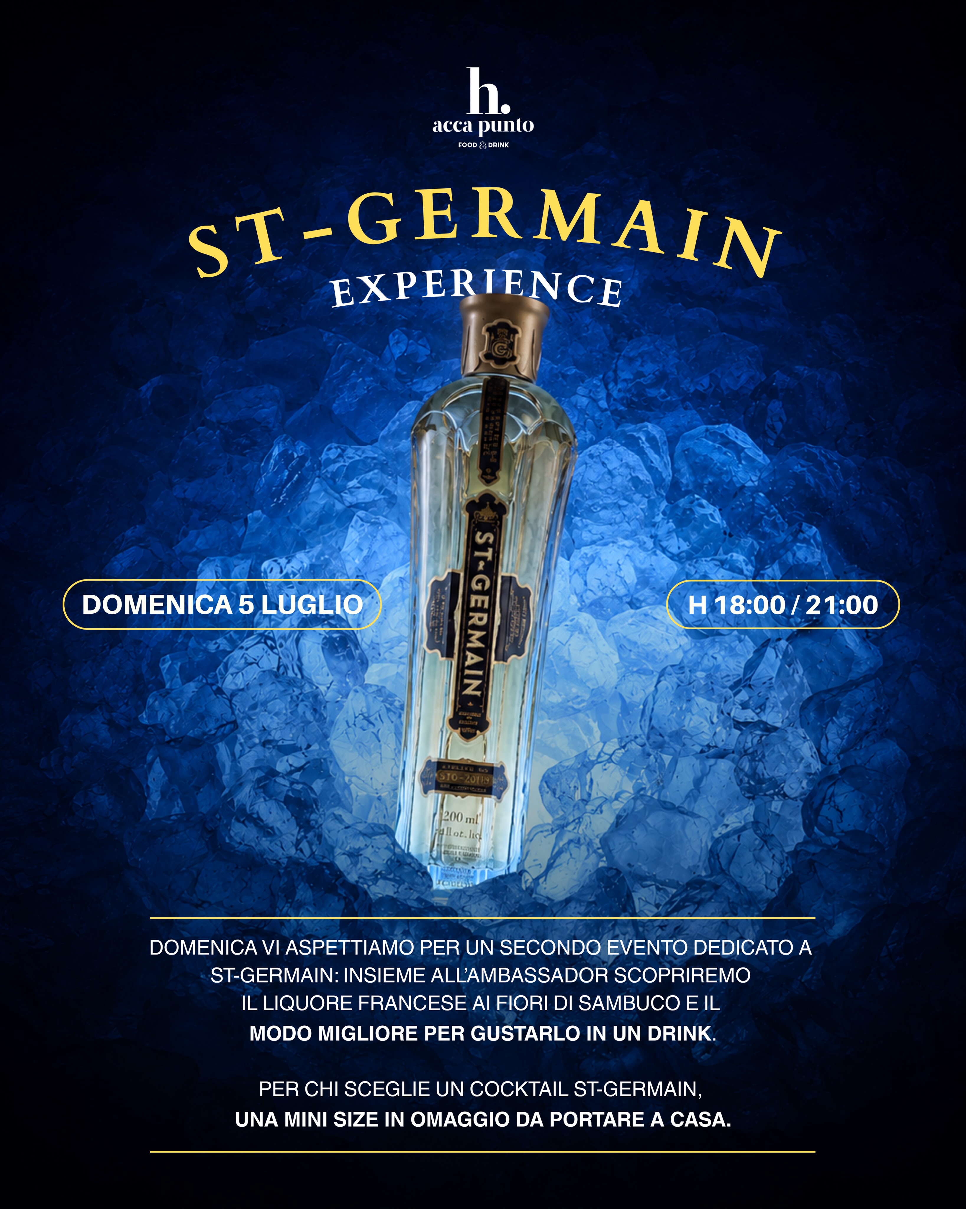 📅 Domenica 5 luglio
St-Germain Experience da Acca Punto.
Un appuntamento dedicato a chi non si accontenta di bere qualcosa, ma vuole sapere cosa c’è dentro il bicchiere.
Dalle 18:00 alle 21:00, insieme all’ambassador St-Germain, scopriremo da vicino il liquore francese ai fiori di sambuco: ingredienti, storia e il modo migliore per gustarlo in un drink.
E per chi sceglierà un cocktail St-Germain, una mini size in omaggio da portare a casa.
Taste it. Know it. Take it home. 🍸
📍 Piazza Archimede 4/5, Siracusa